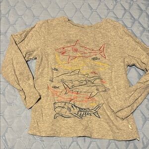 GAP Gray Shark Print Long Sleeve Tee